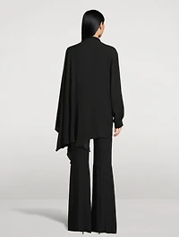 Silk Georgette Tie-Neck Blouse