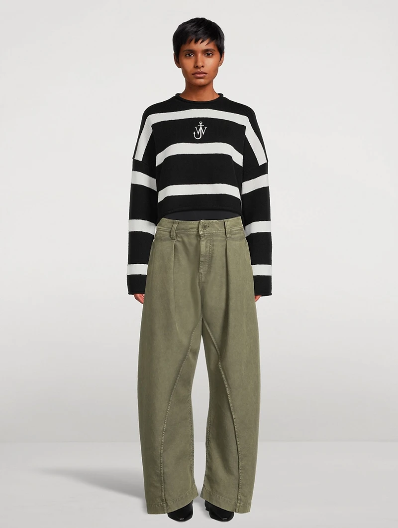 Twisted-Seam Wide-Leg Trousers