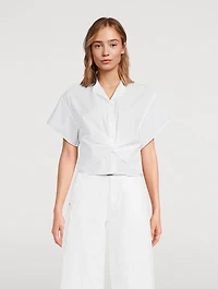 Gretchen Twist-Front Poplin Shirt