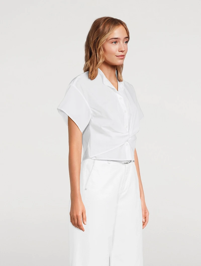 Gretchen Twist-Front Poplin Shirt