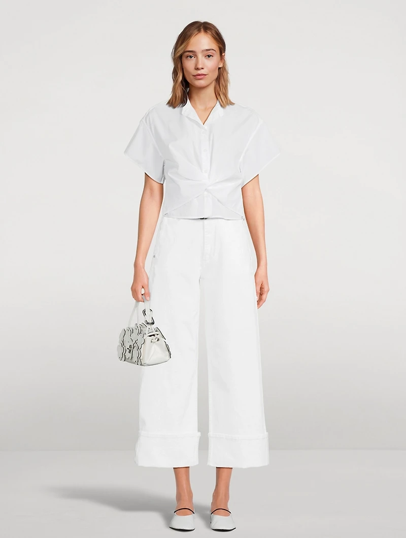 Gretchen Twist-Front Poplin Shirt