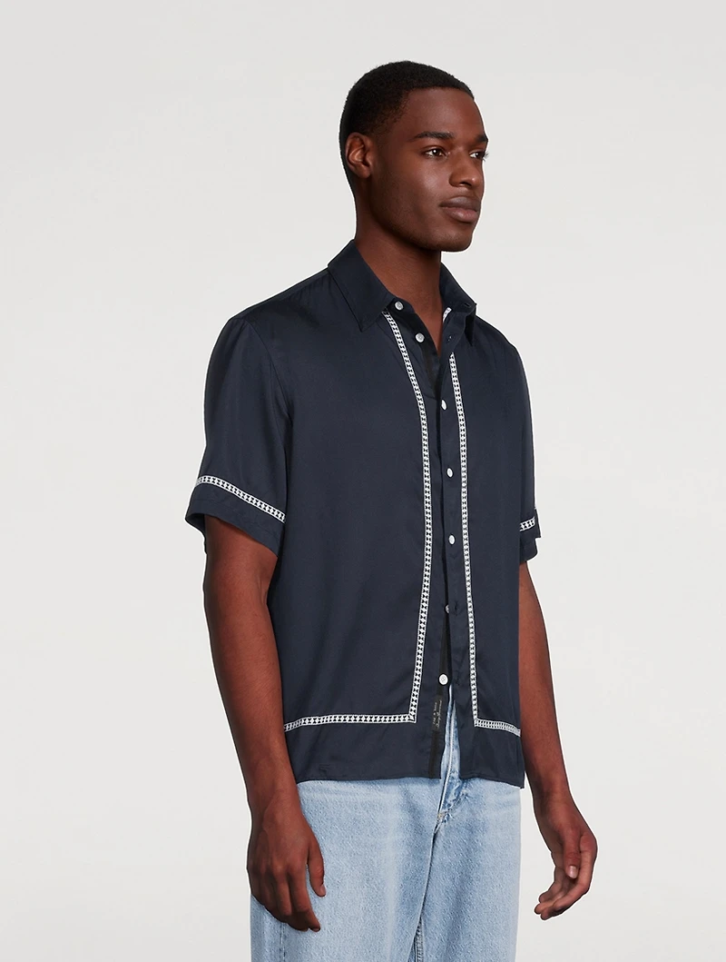 Dalton Embroidered Short-Sleeve Shirt
