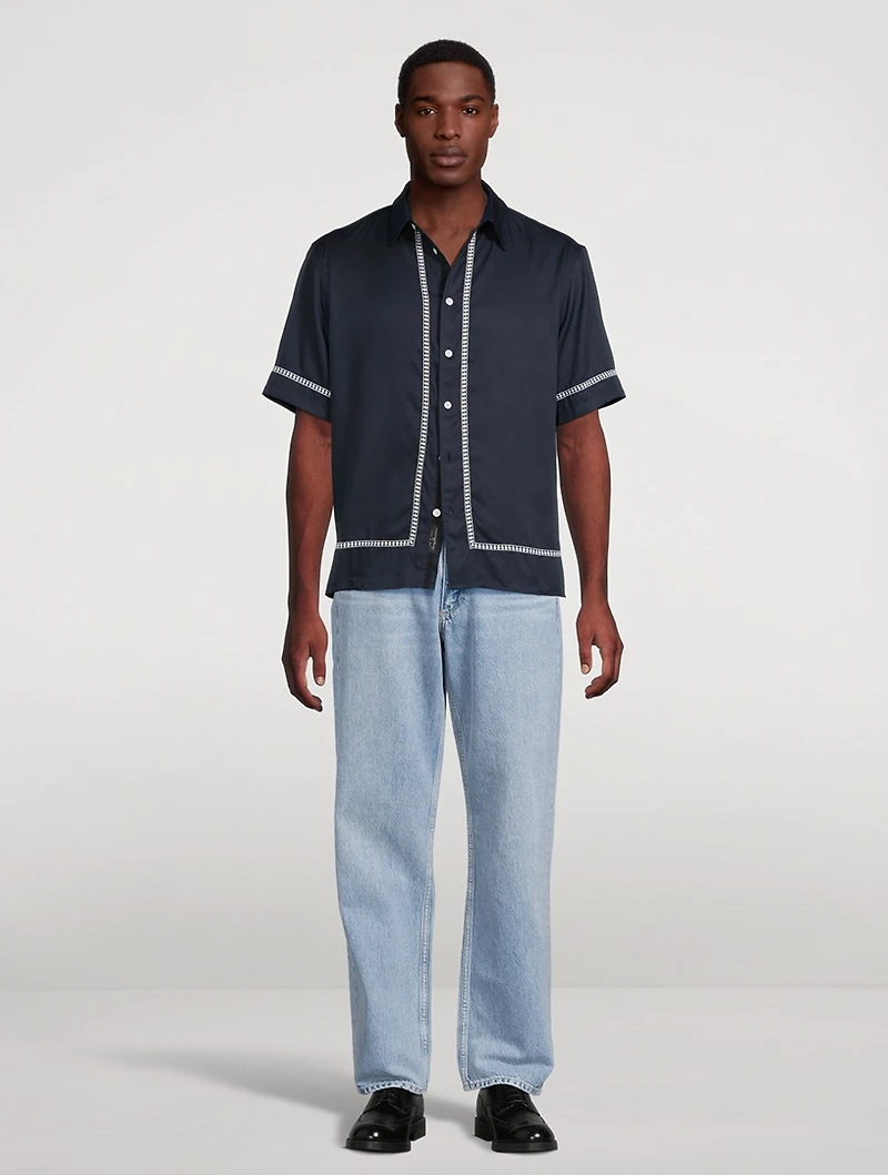 Dalton Embroidered Short-Sleeve Shirt