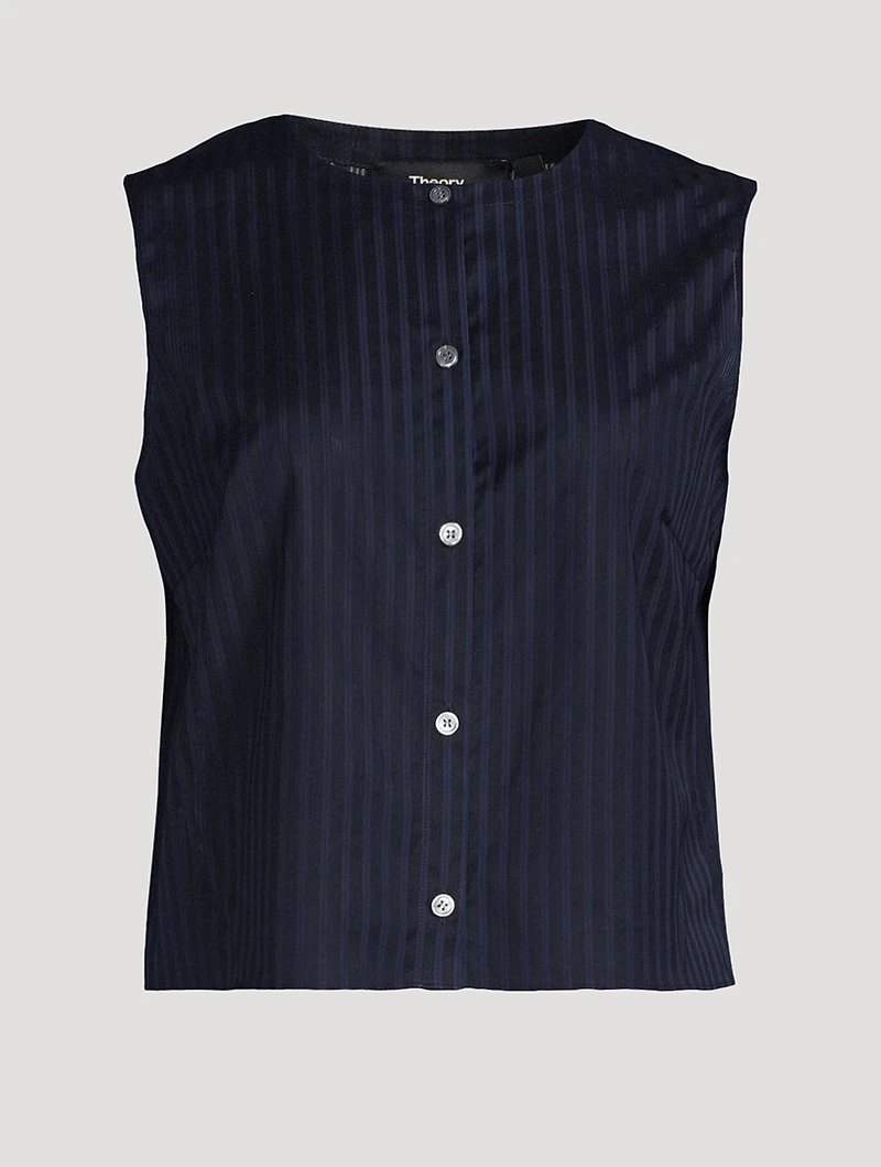 Button-Front Sleeveless Shirt