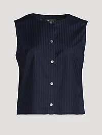 Button-Front Sleeveless Shirt