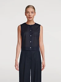 Button-Front Sleeveless Shirt