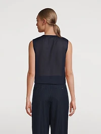 Button-Front Sleeveless Shirt