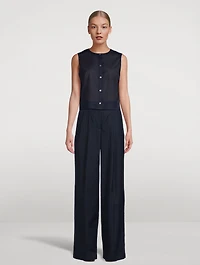 Button-Front Sleeveless Shirt