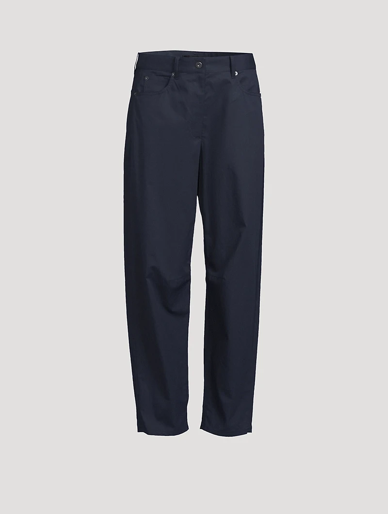 Cotton Twill Barrel-Leg Trousers