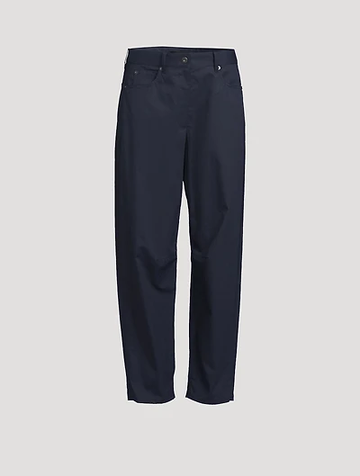Cotton Twill Barrel-Leg Trousers