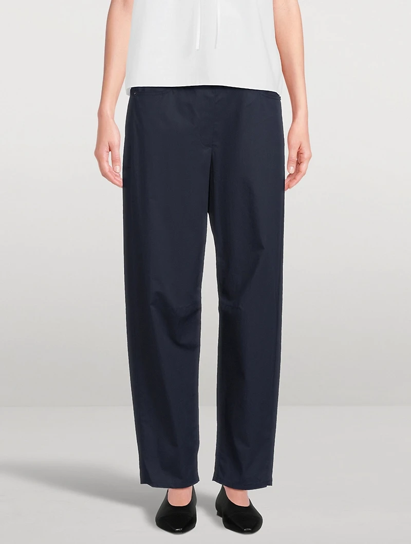 Cotton Twill Barrel-Leg Trousers