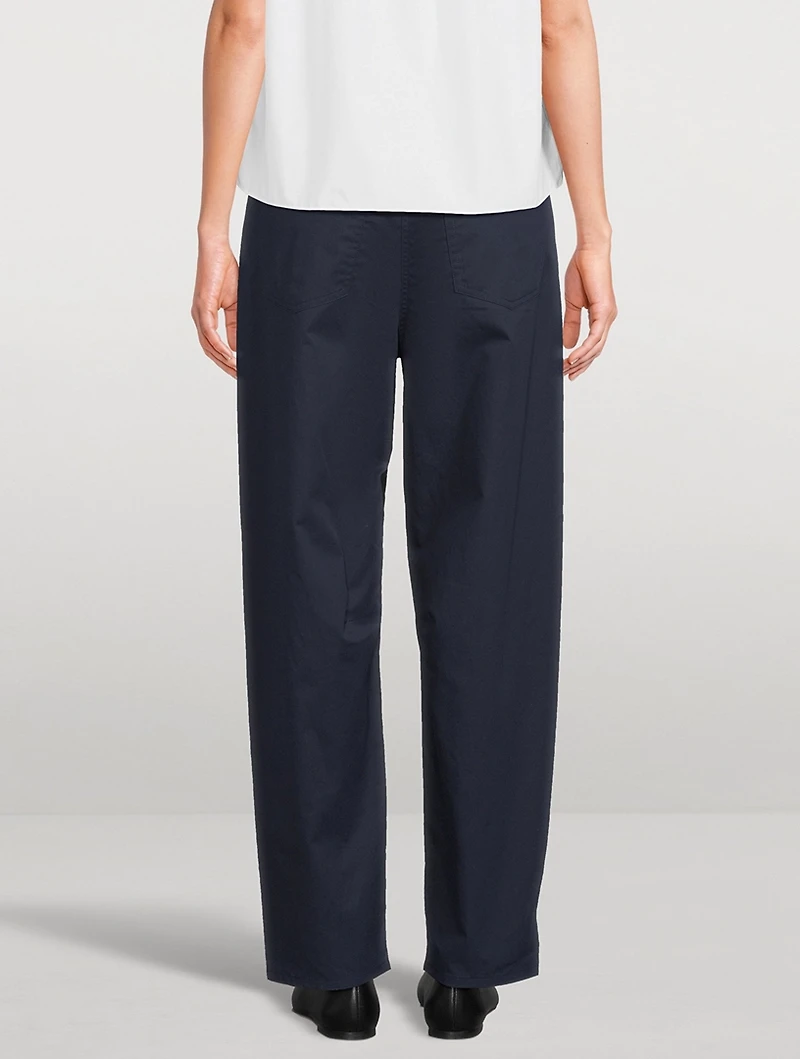 Cotton Twill Barrel-Leg Trousers