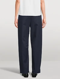 Cotton Twill Barrel-Leg Trousers