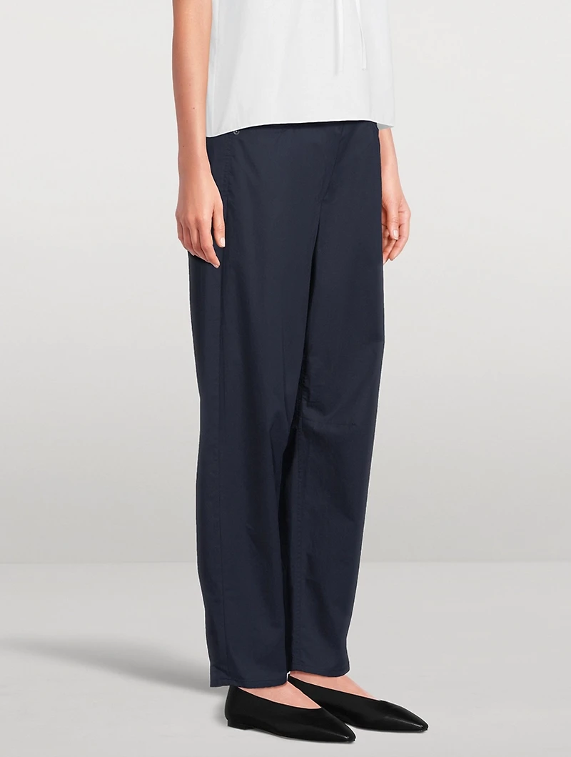 Cotton Twill Barrel-Leg Trousers