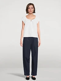 Cotton Twill Barrel-Leg Trousers