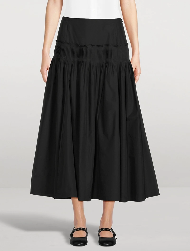 Accordion Pleat Midi Skirt
