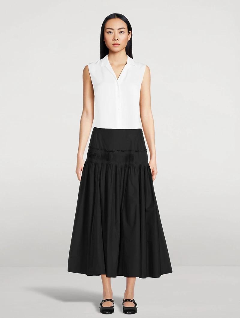 Accordion Pleat Midi Skirt