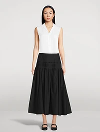 Accordion Pleat Midi Skirt