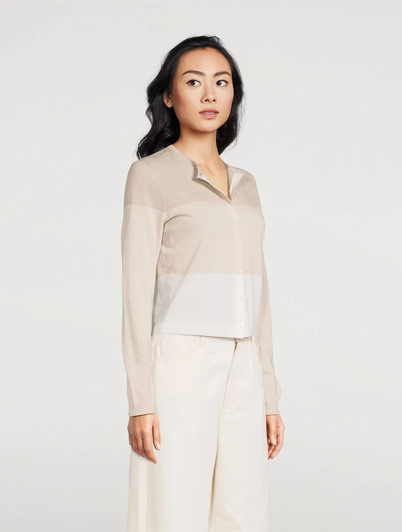 Merino Wool Colourblock Cardigan
