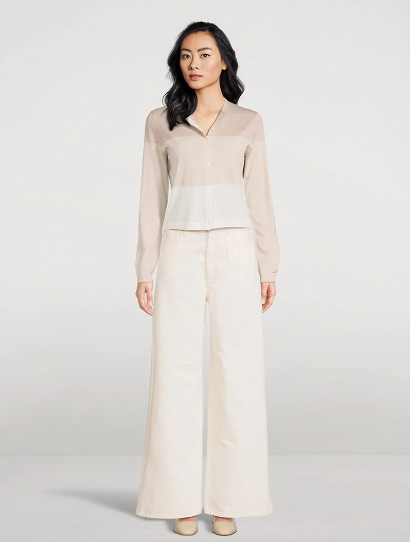 Merino Wool Colourblock Cardigan