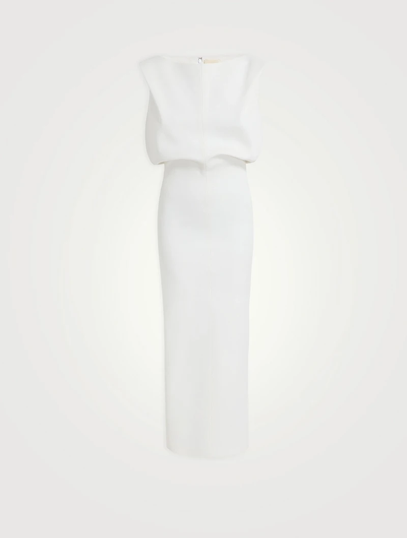 Terran Crêpe Satin Blouson Maxi Dress