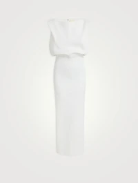 Terran Crêpe Satin Blouson Maxi Dress