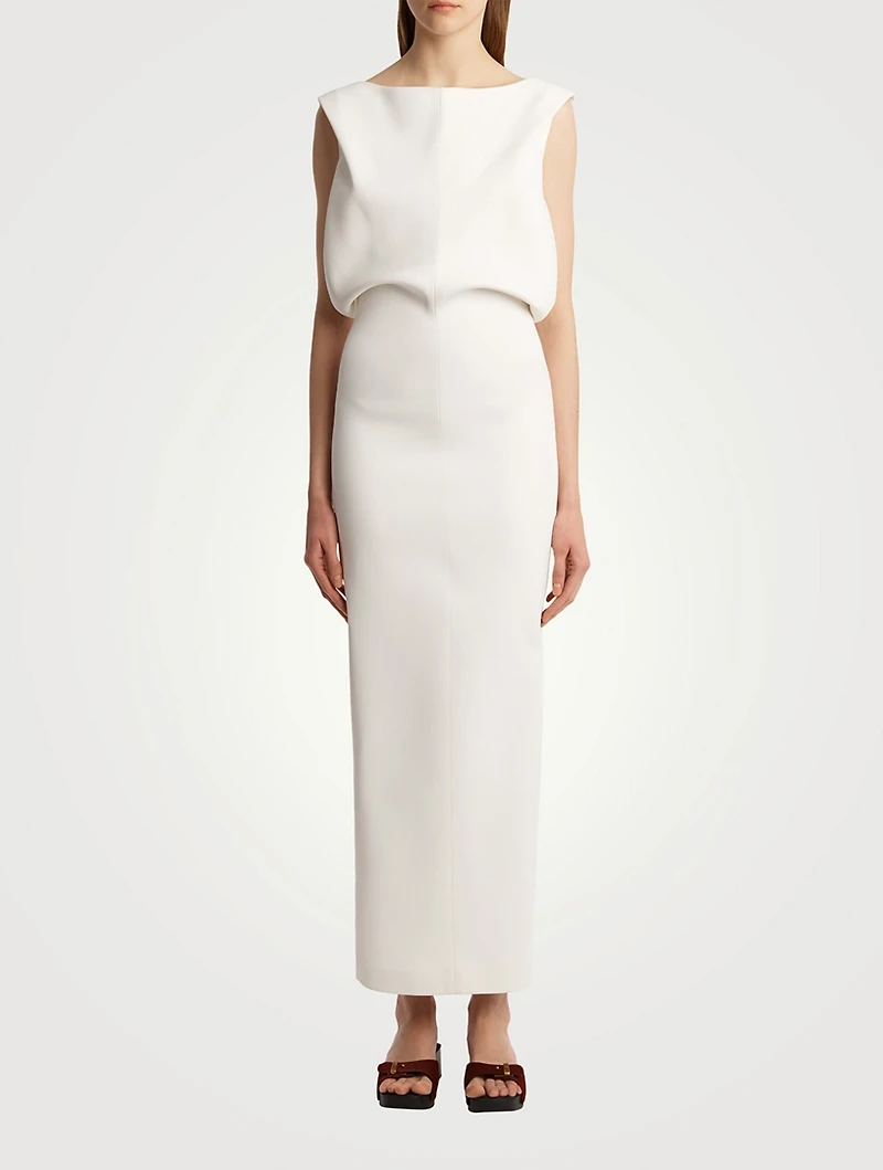 Terran Crêpe Satin Blouson Maxi Dress