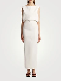 Terran Crêpe Satin Blouson Maxi Dress