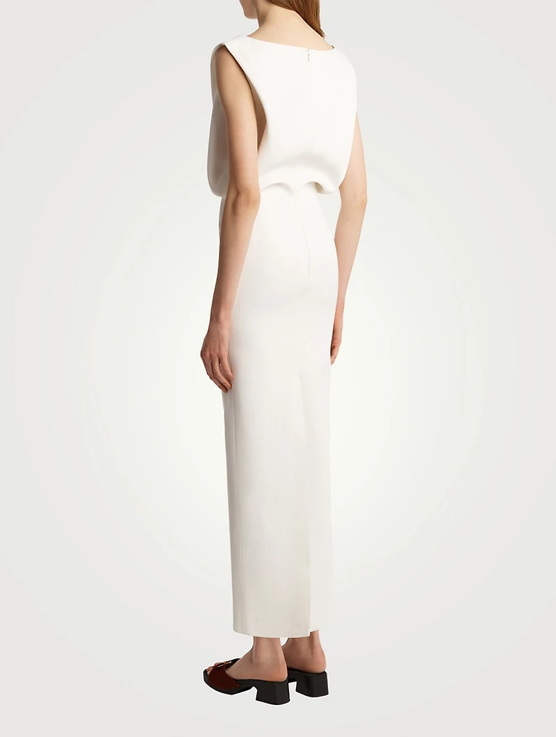 Terran Crêpe Satin Blouson Maxi Dress