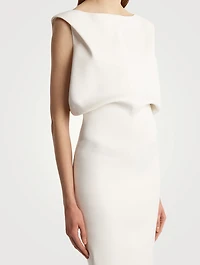 Terran Crêpe Satin Blouson Maxi Dress