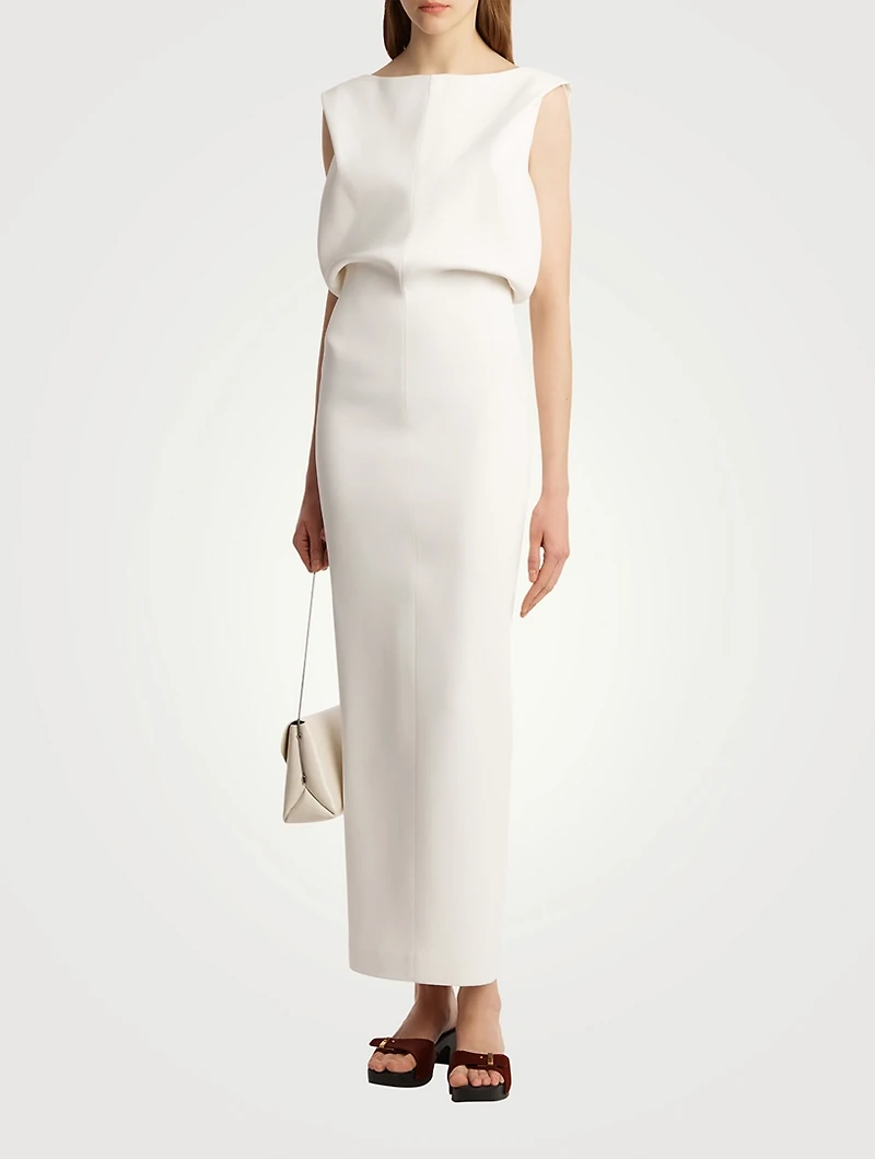 Terran Crêpe Satin Blouson Maxi Dress