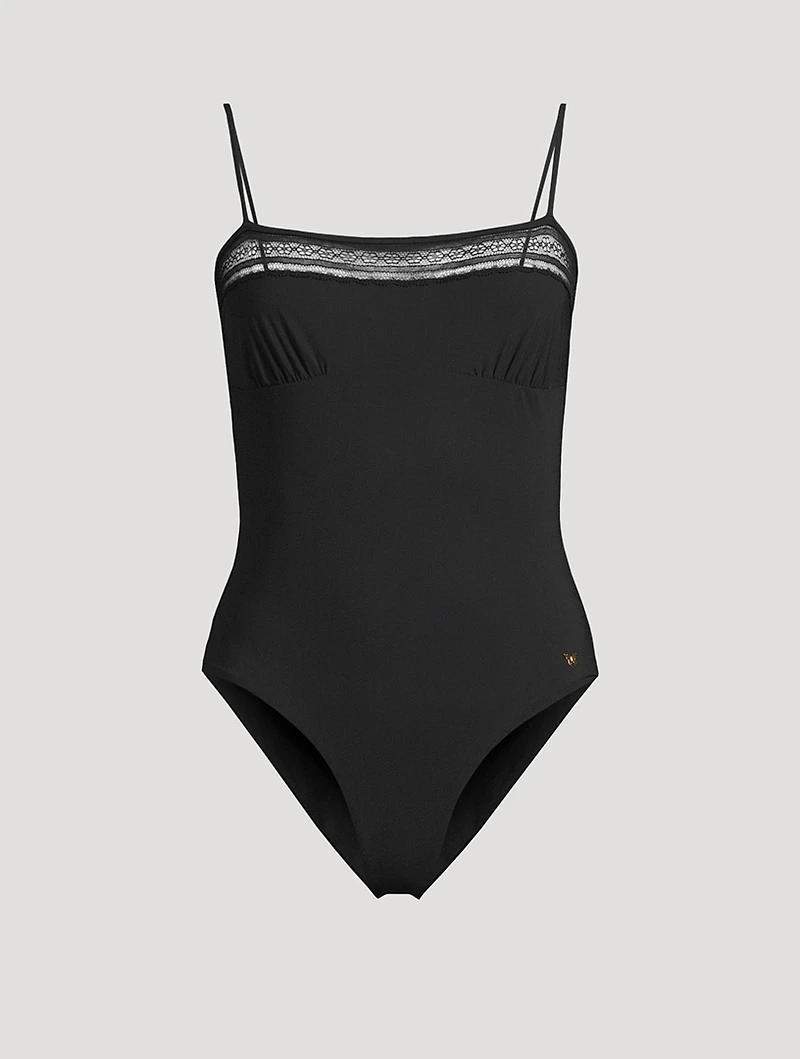 Lace Inset One-Piece Swimsuit