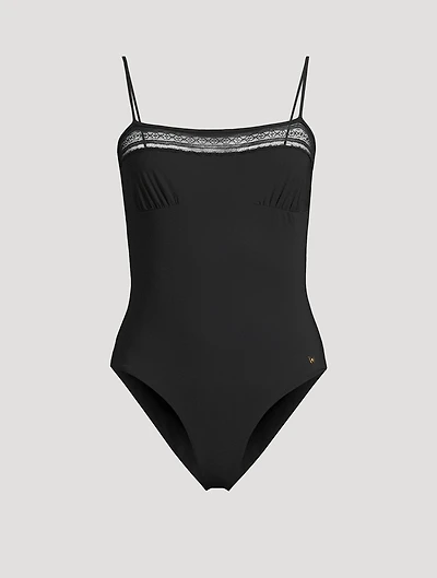 Lace Inset One-Piece Swimsuit
