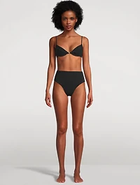 Lace-Up High-Waist Bikini  Bottom