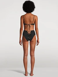 Lace-Up High-Waist Bikini  Bottom