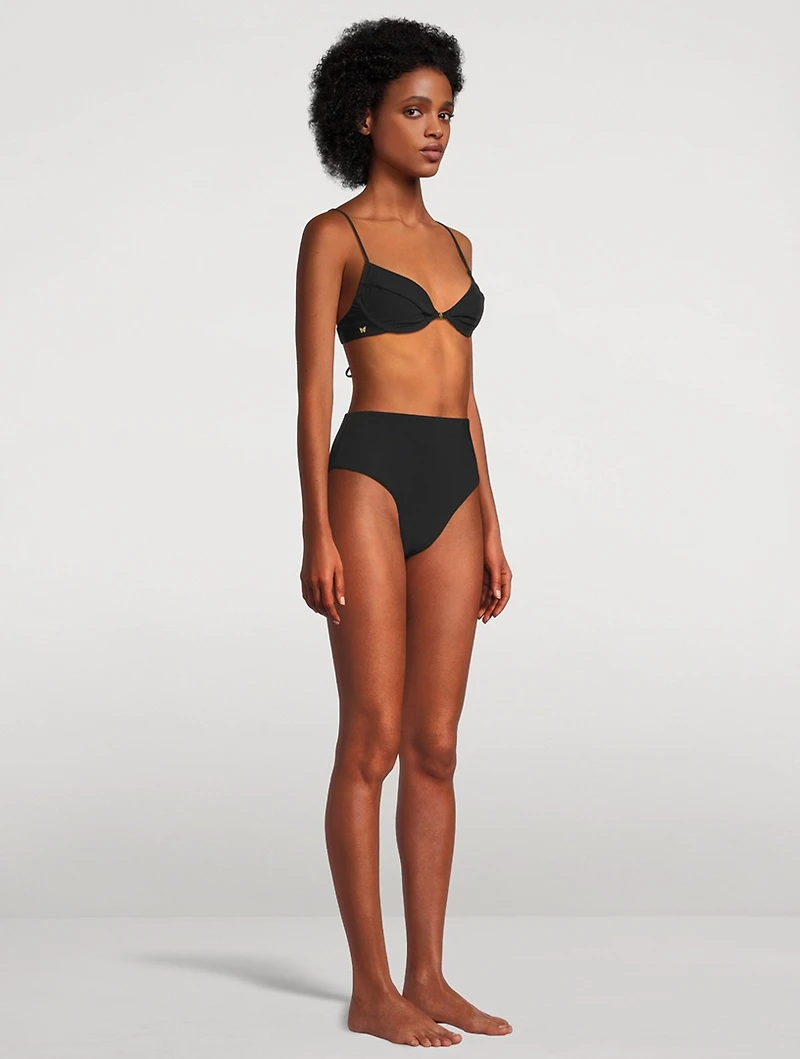 Lace-Up High-Waist Bikini  Bottom