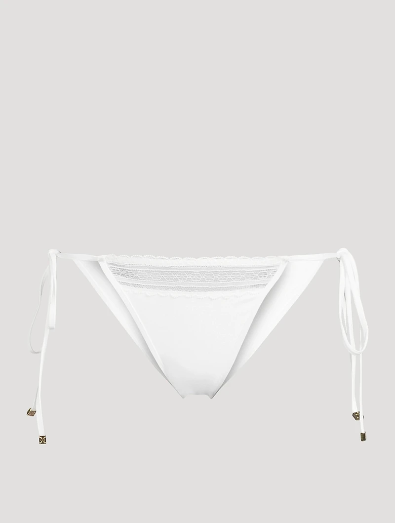 Lace Inset String Bikini Bottom