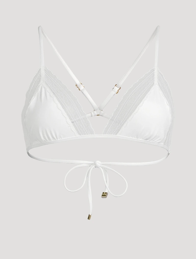 Lace Inset String Bikini Top
