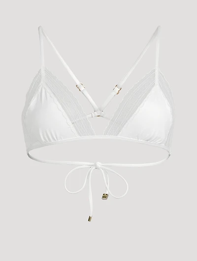 Lace Inset String Bikini Top