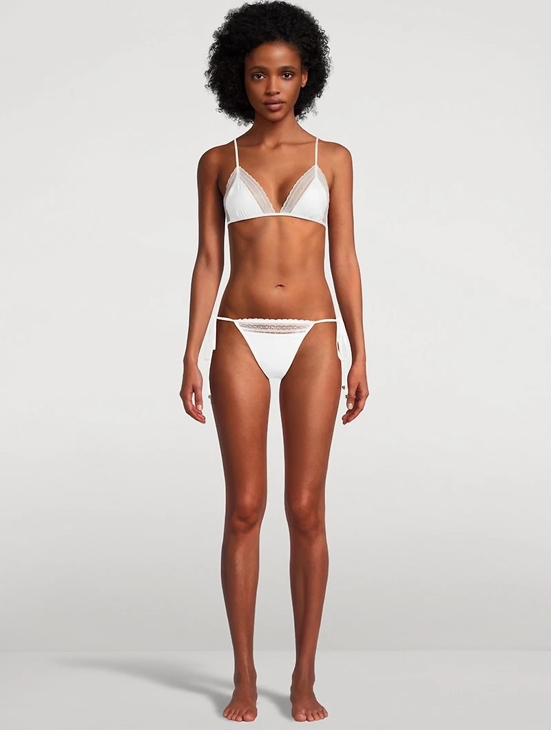 Lace Inset String Bikini Top
