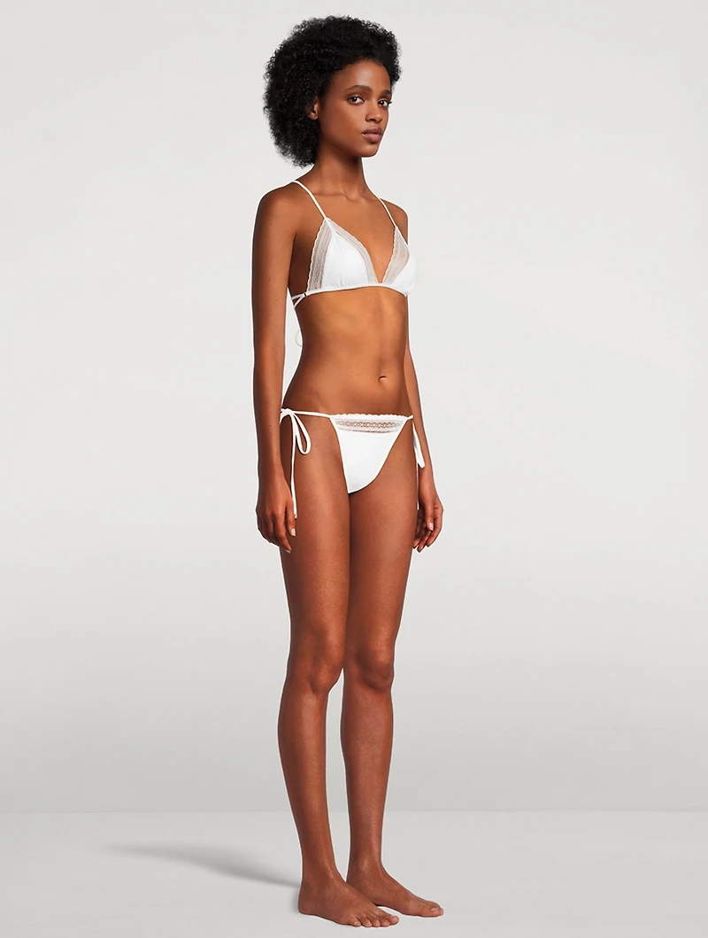Lace Inset String Bikini Top