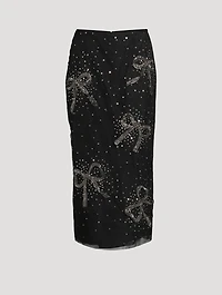Bow-Embellished Pencil Skirt