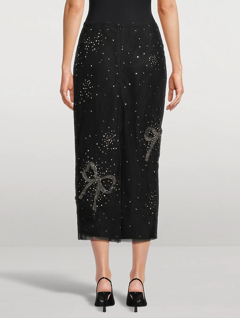 Bow-Embellished Pencil Skirt