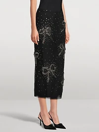 Bow-Embellished Pencil Skirt