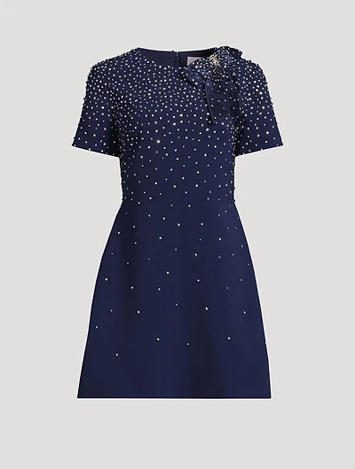 Embellished Crêpe Mini Dress