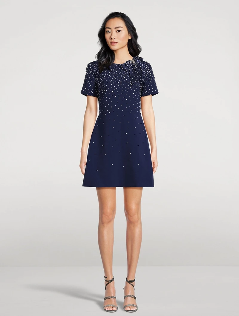 Embellished Crêpe Mini Dress