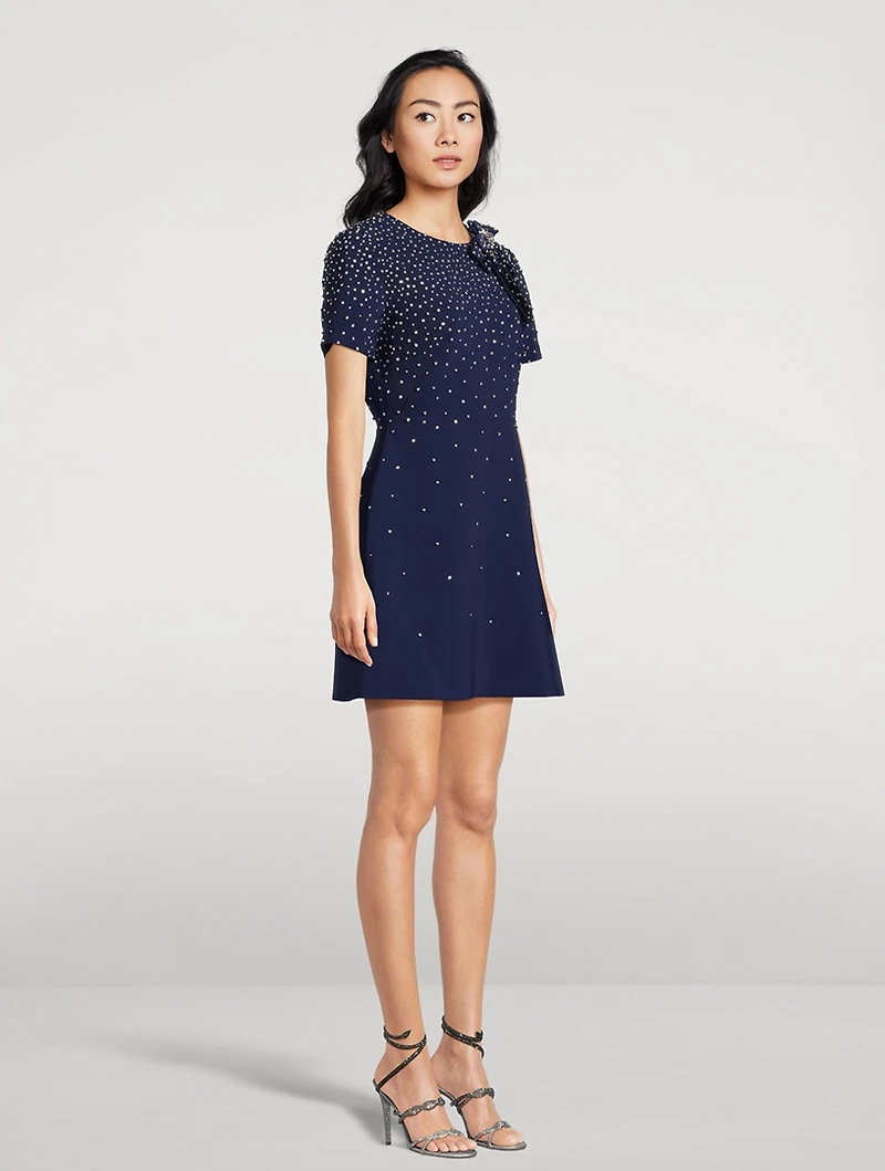 Embellished Crêpe Mini Dress