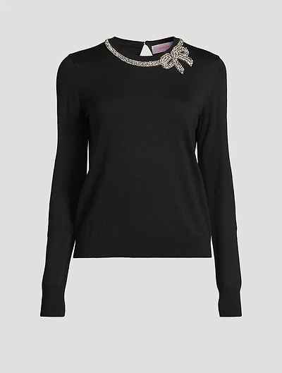 Embellished Silk Cotton Sweater