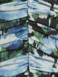 Ruching Midi Dress Peony Print