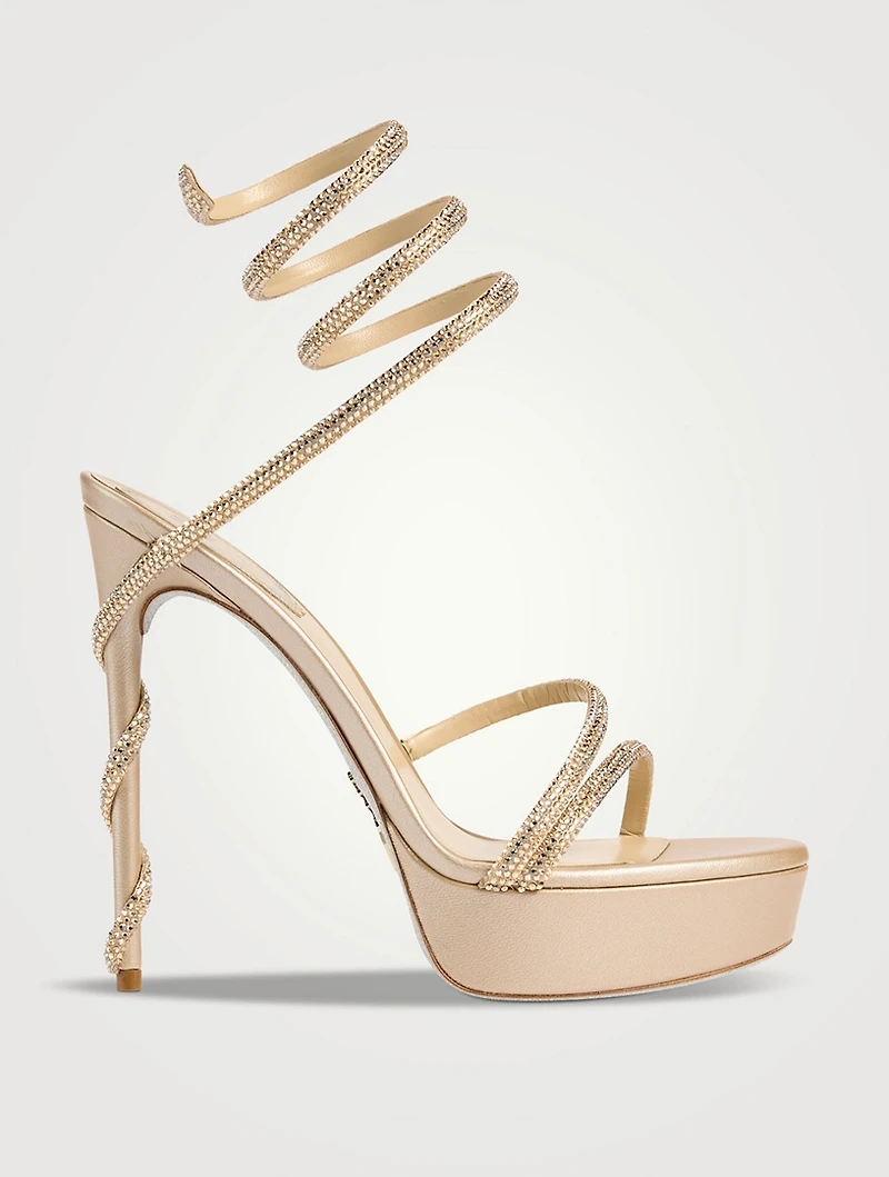 Margot Crystal Satin Platform Sandals